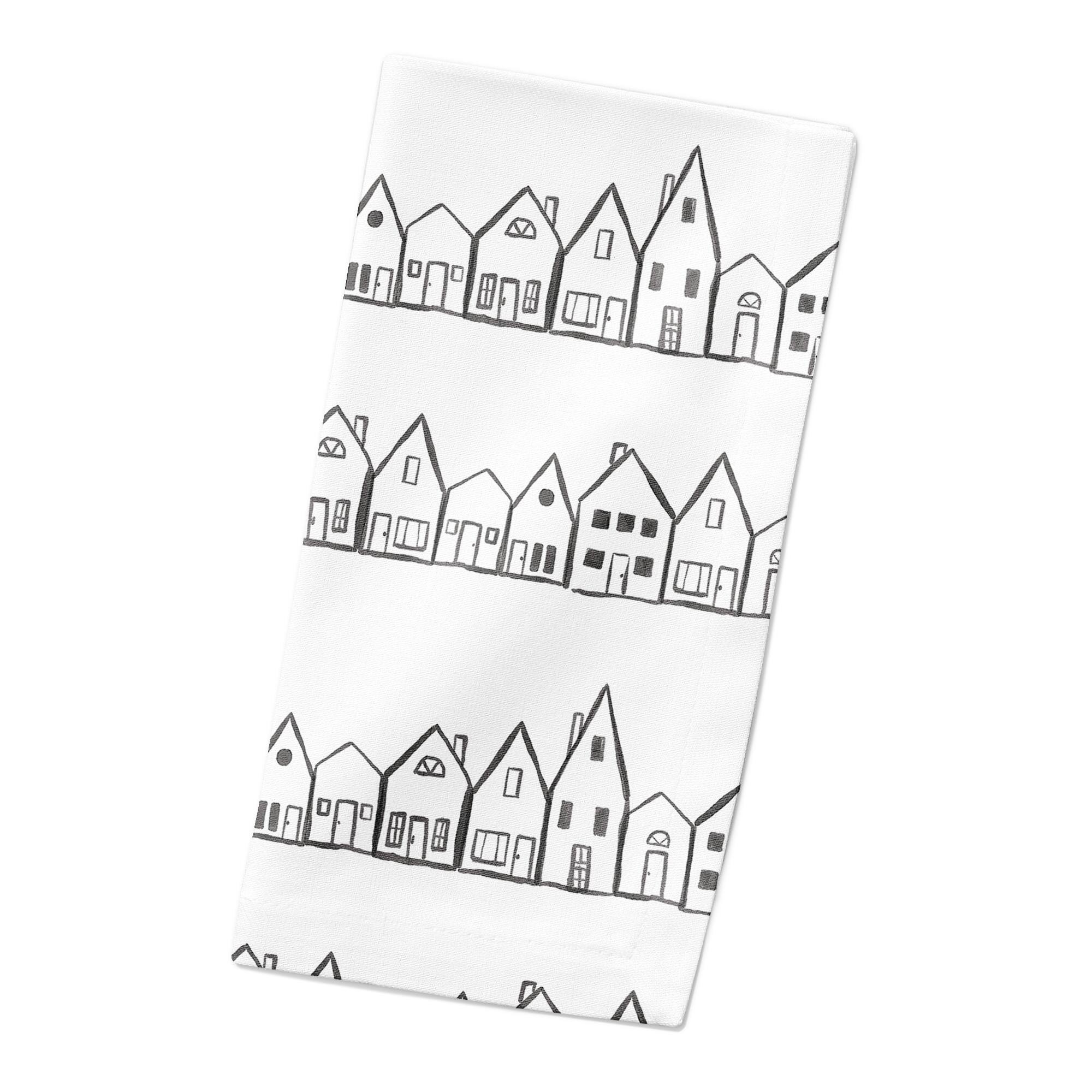 Simple House Pattern 10" x 10" Cotton Twill Napkin